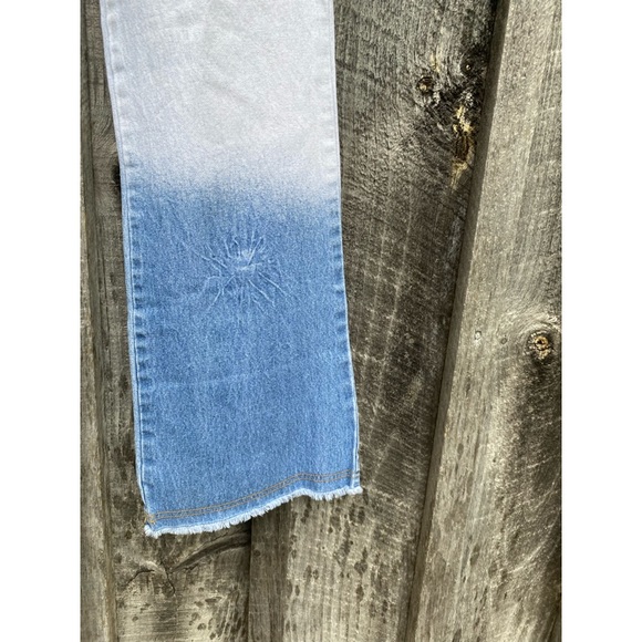 VINTAGE HIGHER STATE flare bleach dyed bohemian western mid rise jeans size 8/30 - Picture 3 of 11